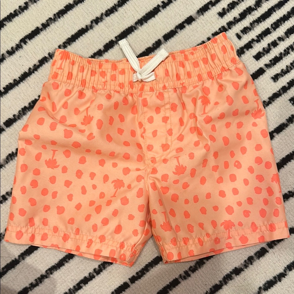 Cat & Jack Orange and White Swim Trunks with Pineapple Pattern